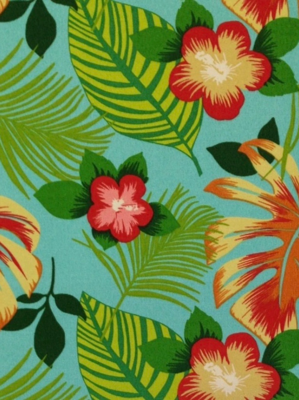 4 Yards of Hanko by Millcreek Tropical Floral Print Fabric in Aqua and Green